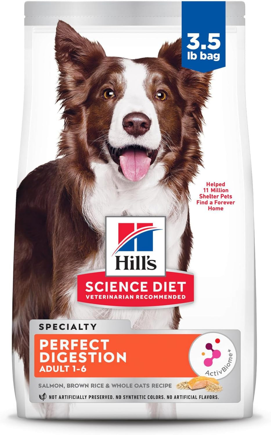 Science Diet Perfect Digestion, Adult 1-6, Digestive Support, Dry Dog Food, Salmon, Brown Rice, & Whole Oats, 3.5 Lb Bag