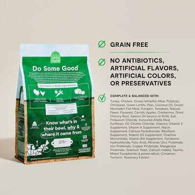 , Grain-Free Dry Dog Food, Complete & Balanced Kibble, Sustainably & Ethically Sourced Ingredients, Non-Gmo Veggies & Superfoods to Support Overall Health, Turkey and Chicken Recipe, 22Lb Bag