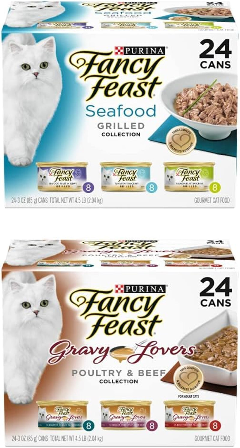 Purina  Gravy Wet Cat Food Variety Pack, Seafood Grilled and Gravy Lovers & Beef Feast Collection