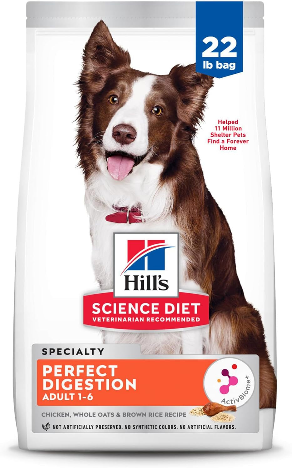 Science Diet Perfect Digestion, Adult 1-6, Digestive Support, Dry Dog Food, Chicken, Brown Rice, & Whole Oats, 22 Lb Bag