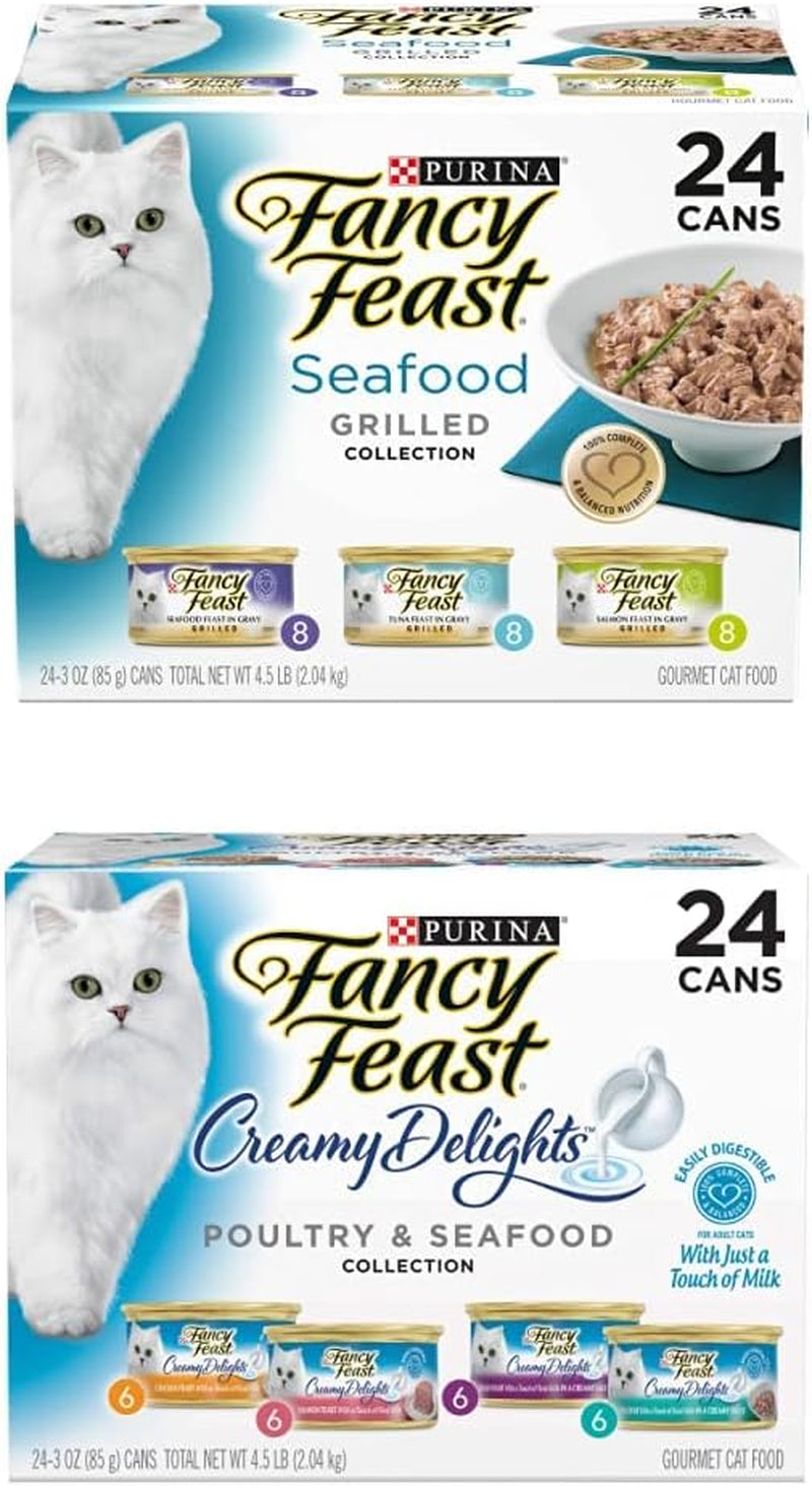 Purina  Gravy Wet Cat Food Variety Pack, Seafood Grilled and Creamy Delights Poultry & Seafood Collection