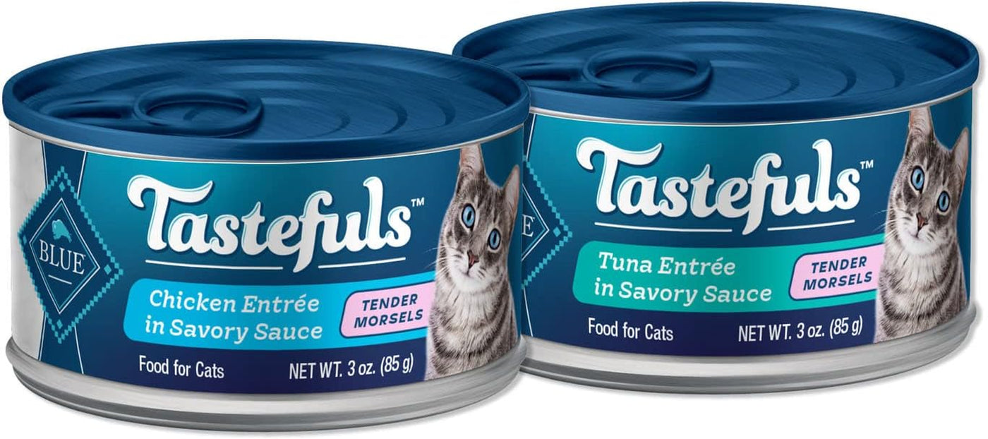 Tastefuls Natural Tender Morsels Wet Cat Food Bundle, Chicken and Tuna 3-Oz Cans (48 Count- 24 of Each Flavor)