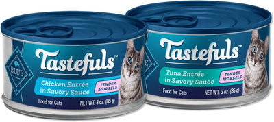 Tastefuls Natural Tender Morsels Wet Cat Food Bundle, Chicken and Tuna 3-Oz Cans (48 Count- 24 of Each Flavor)