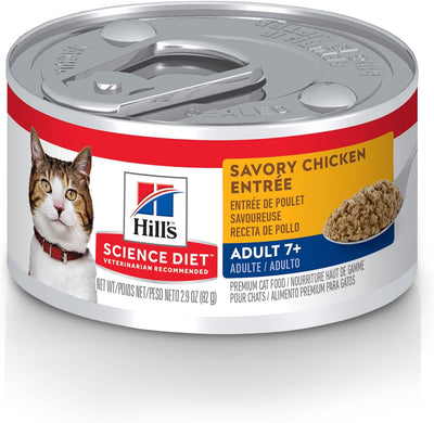 Science Diet Adult 7+, Senior Adult 7+ Premium Nutrition, Wet Cat Food, Chicken Minced, 2.9 Oz Can, Case of 24