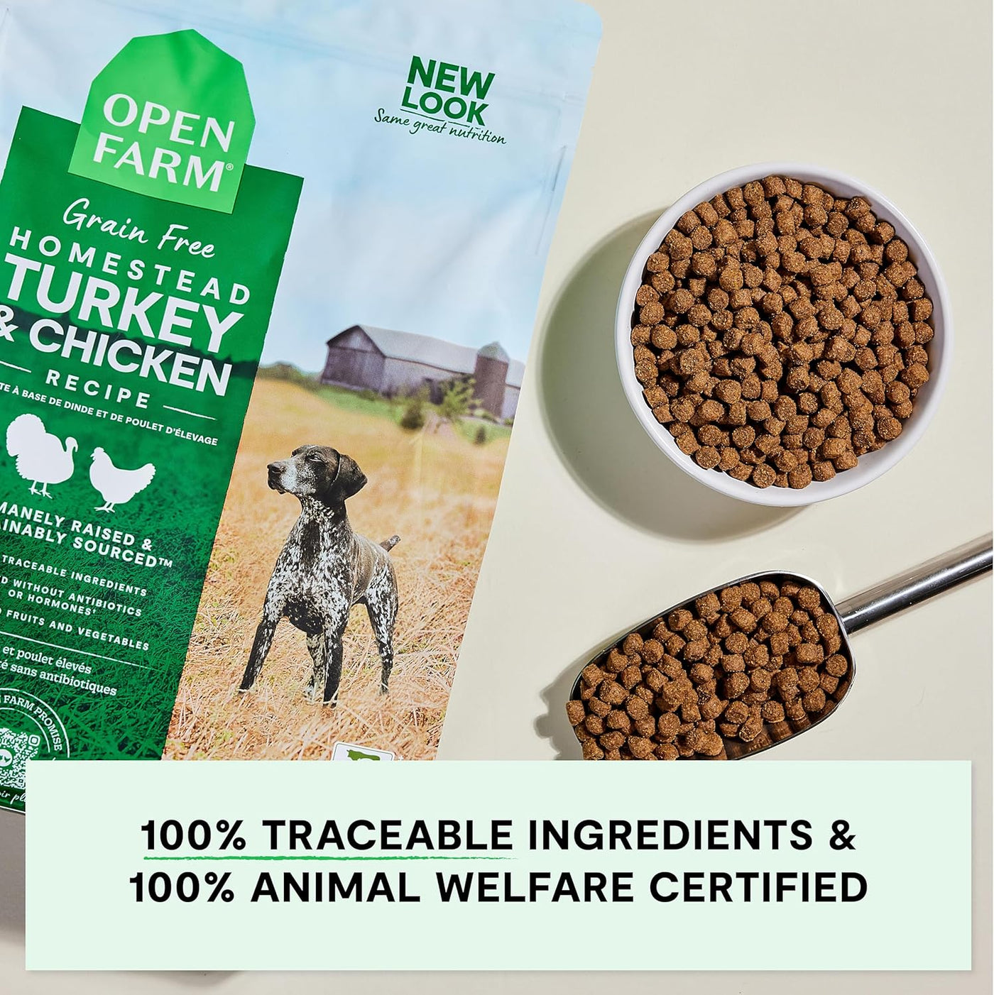 , Grain-Free Dry Dog Food, Complete & Balanced Kibble, Sustainably & Ethically Sourced Ingredients, Non-Gmo Veggies & Superfoods to Support Overall Health, Turkey and Chicken Recipe, 22Lb Bag