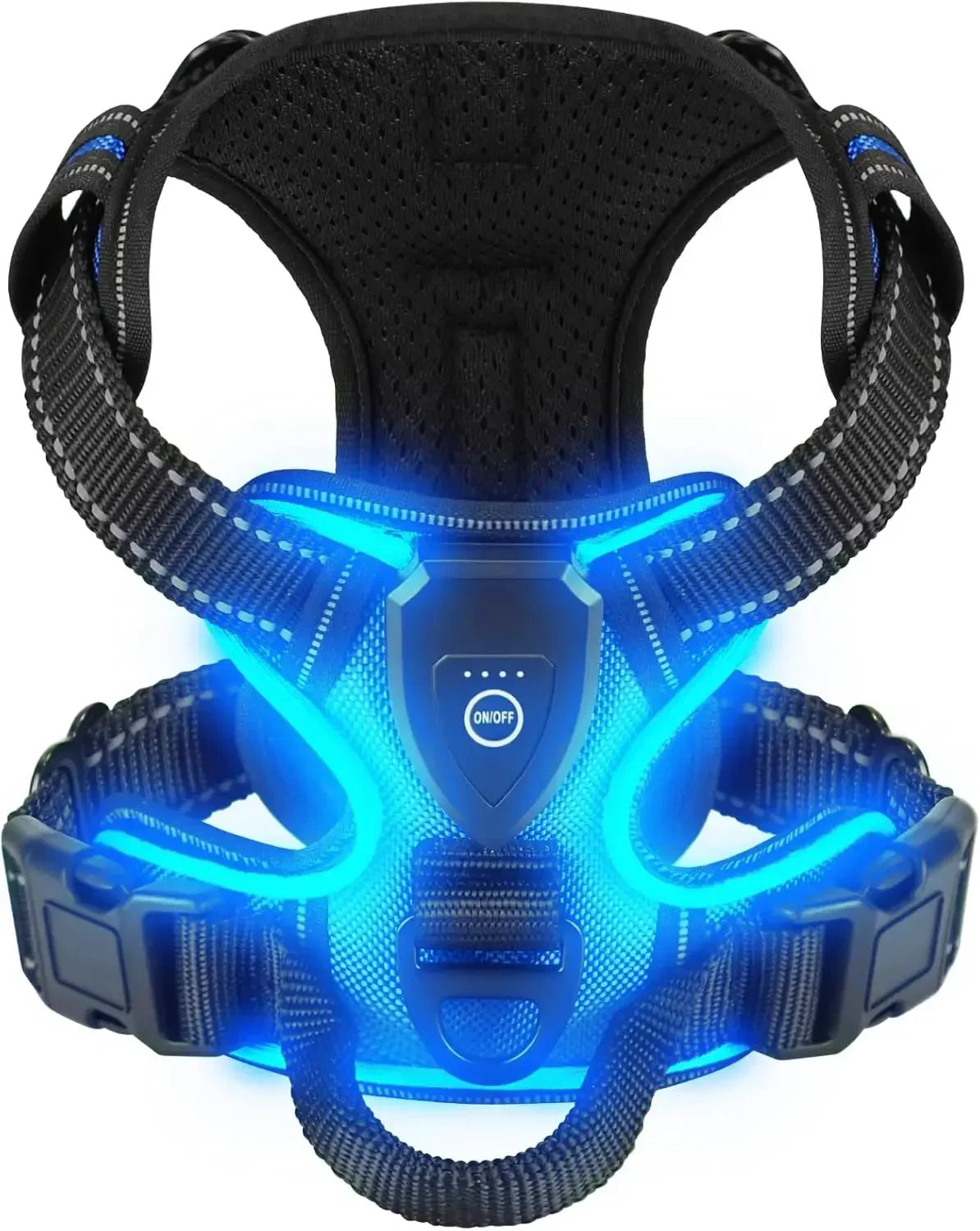 LED Light Up Dog Harness No Pull Adjustable Rechargeable Pet Vest Harness Small Medium Large Dogs Outdoor Walking Pet Supplies