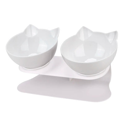 Durable Double Bowls Non-slip Cat Bowl Dog Bowl With Raised Stand Protection Cervical Pet Food Water Feeder