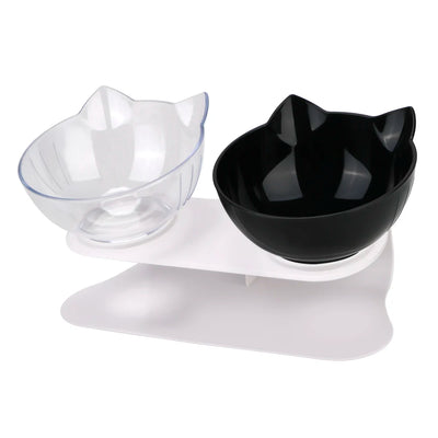 Durable Double Bowls Non-slip Cat Bowl Dog Bowl With Raised Stand Protection Cervical Pet Food Water Feeder
