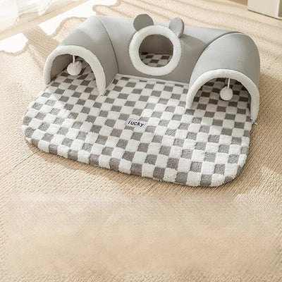 Tunnel-type autumn and winter cat pet nest three-hole cat nest elk and cat play hide-and-seek together