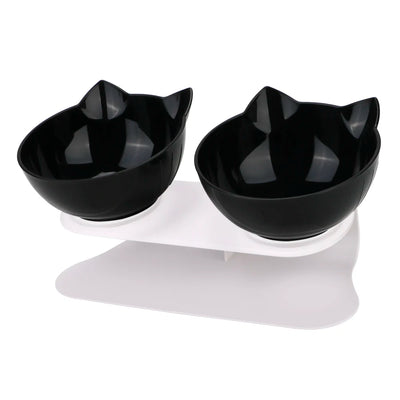 Durable Double Bowls Non-slip Cat Bowl Dog Bowl With Raised Stand Protection Cervical Pet Food Water Feeder