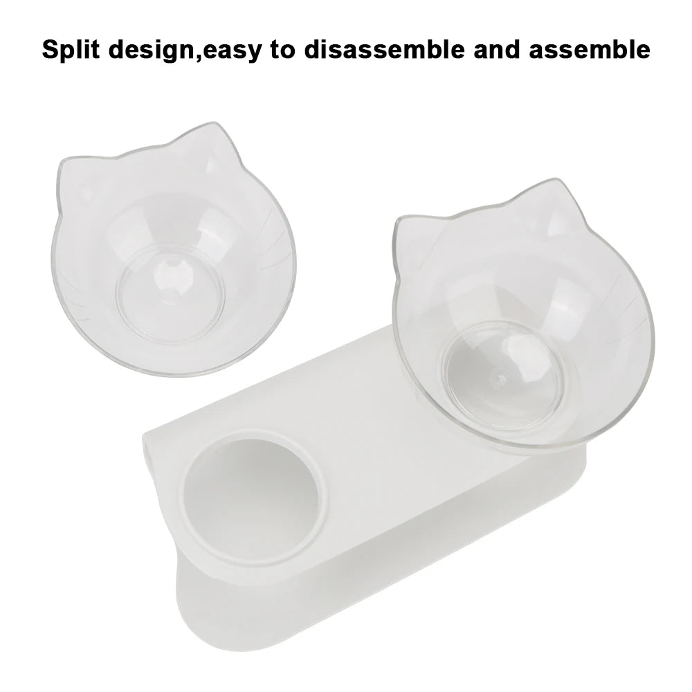 Durable Double Bowls Non-slip Cat Bowl Dog Bowl With Raised Stand Protection Cervical Pet Food Water Feeder