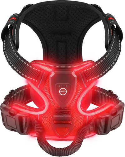 LED Light Up Dog Harness No Pull Adjustable Rechargeable Pet Vest Harness Small Medium Large Dogs Outdoor Walking Pet Supplies