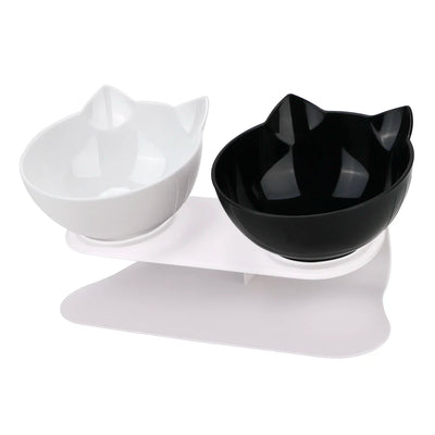 Durable Double Bowls Non-slip Cat Bowl Dog Bowl With Raised Stand Protection Cervical Pet Food Water Feeder
