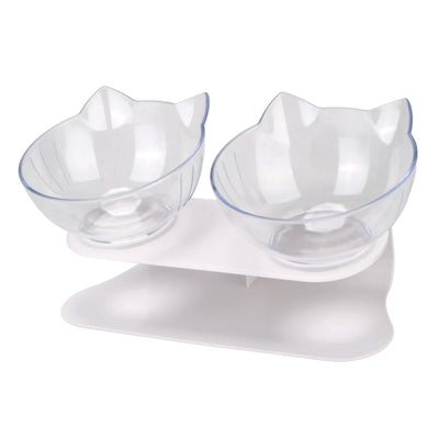 Durable Double Bowls Non-slip Cat Bowl Dog Bowl With Raised Stand Protection Cervical Pet Food Water Feeder