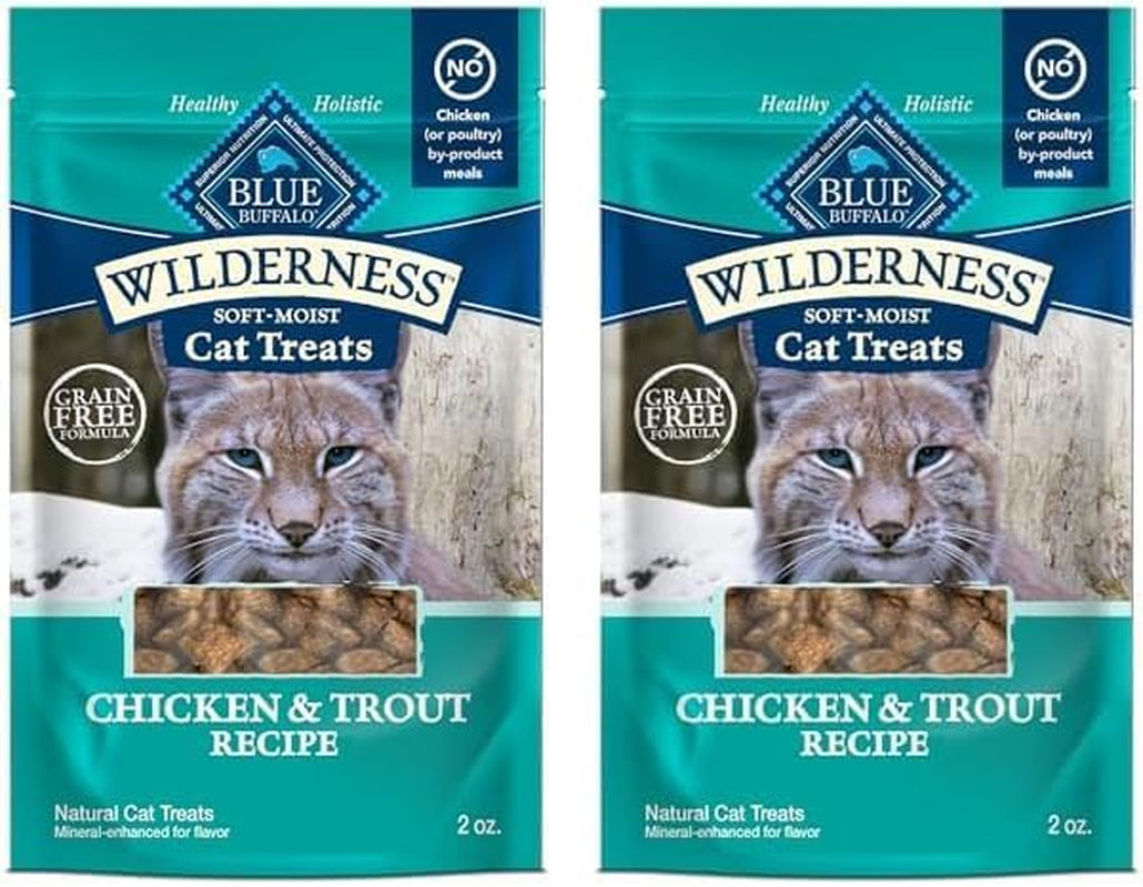 Wilderness Grain-Free Soft-Moist Cat Treats - Delicious Chicken & Trout Flavor (2-Oz Bag, Pack of 2)