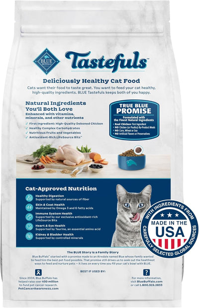 Tastefuls Natural Dry Cat Food - Chicken & Brown Rice Recipe for Active Adults, 7-Lb Bag