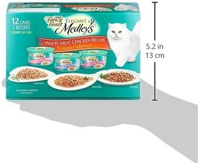 Purina  Wet Cat Food Variety Pack, Medleys White Meat Chicken in Sauce Collection - (Pack of 12) 3 Oz. Cans