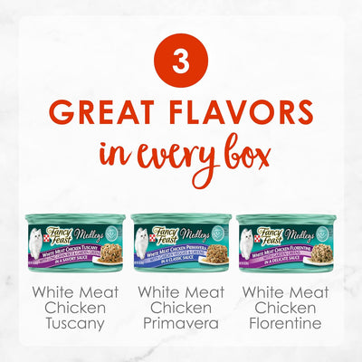 Purina  Wet Cat Food Variety Pack, Medleys White Meat Chicken in Sauce Collection - (Pack of 12) 3 Oz. Cans