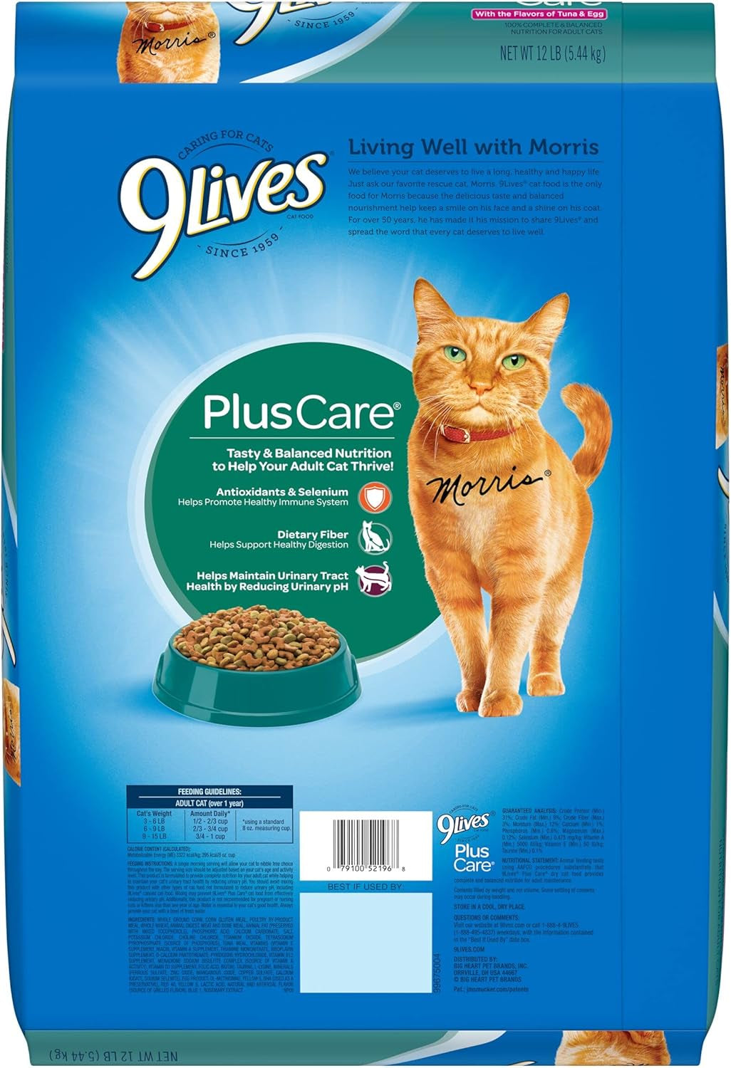 plus Care Dry Cat Food, 12 Lb. Bag