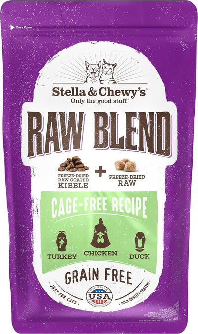 Raw Blend Premium Kibble Cat Food – Grain Free, Protein Rich Meals – Cage-Free Poultry Recipe – 10 Lb. Bag