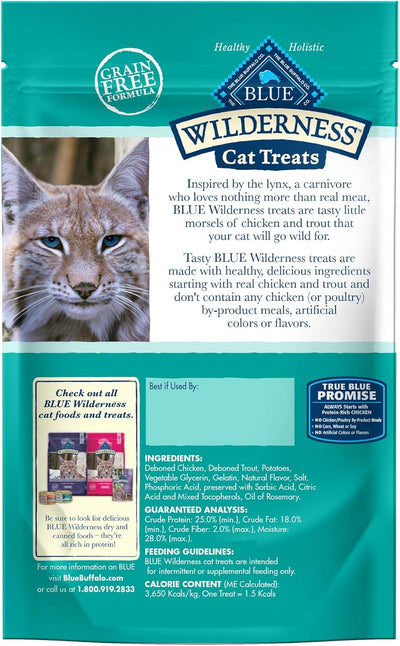 Wilderness Grain-Free Soft-Moist Cat Treats - Delicious Chicken & Trout Flavor (2-Oz Bag, Pack of 2)